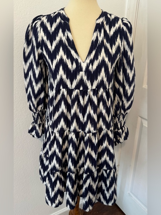 Tuckernuck Dresses & Skirts - Tuckernuck Pomander Place Navy Ikat Kenzo Dress Empire Waist Swing Tiered XS